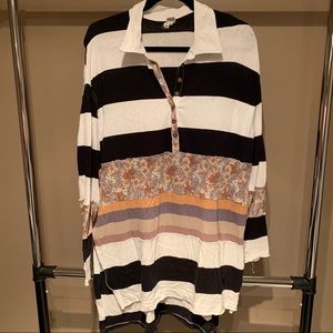 Free People Striped Tunic Polo - Size Medium
